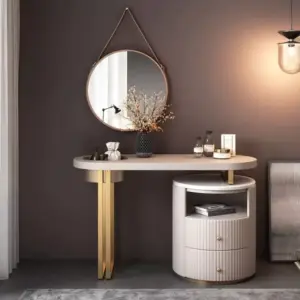 طاولة تسريحة بخزانة دائرية 2 | طاولة تسريحة بخزانة دائرية