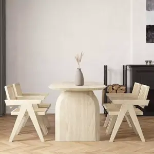 | طاولة طعام خشب مع كراسي