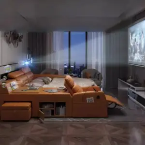 سرير مع كرسي وخزانات متعددة 4 سرير مع كرسي وخزانات متعددة