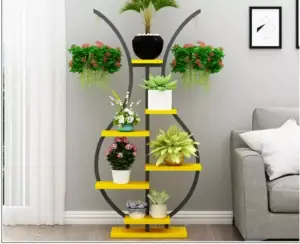 ارفف تخزين شيك من الاستيل الاسود والخشب 