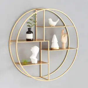 رف جداري دائري من الاستيل مذهب 