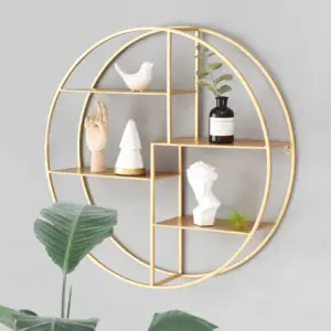 | رف جداري دائري من الاستيل مذهب