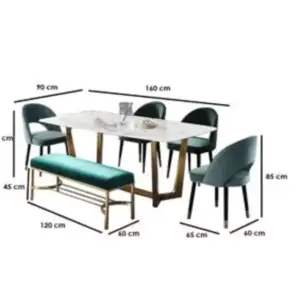 | طاولة طعام رخام بلمسة الاستيل الفاخر