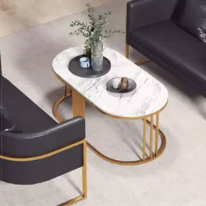 طاولة قهوة تصميم حديث من الاستيل والرخام