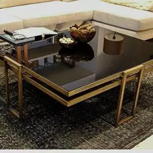 طاولة قهوة رئيسية من الاستيل المذهب