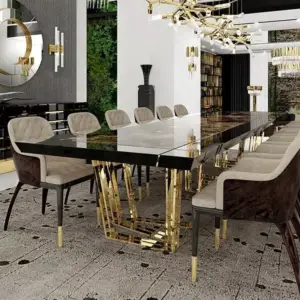 طاولة طعام رخام فاخرة بتصميم اسبانى مع كراسي