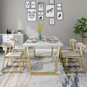 طاولة طعام رخام مع كراسي فخمة 