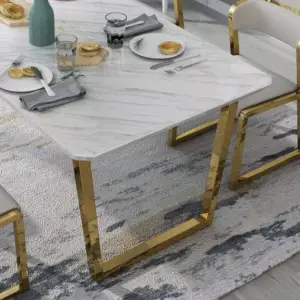 طاولة طعام رخام مع كراسي فخمة 