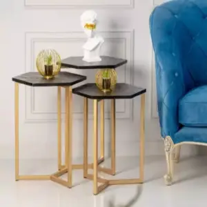 طقم طاولات جانبية من الاستيل والرخام 