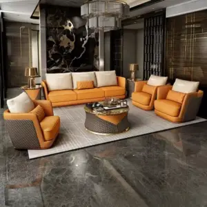 طقم كنب بتصميم مميز من الجلد الفاخر 4 طقم كنب بتصميم مميز من الجلد الفاخر