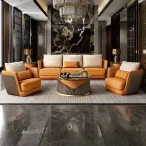 طقم كنب بتصميم مميز من الجلد الفاخر 2 طقم كنب بتصميم مميز من الجلد الفاخر