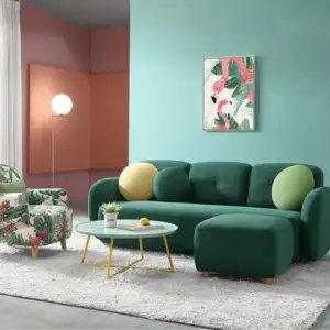 طقم كنب مع كرسي وبوف بتصميم اوروبي