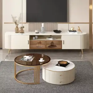 طقم طاولات تلفزيون و قهوة فخمة وانيقة 7 طقم طاولات تلفزيون و قهوة فخمة وانيقة