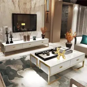 طقم طاولات تلفزيون وقهوة فاخرة
