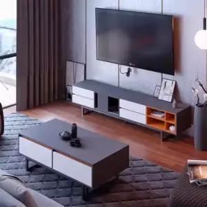 طقم طاولات قهوة وتلفاز مودرن شيك