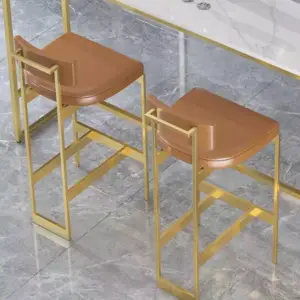 كرسي بار مريح من الاستيل المذهب