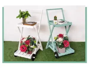 | طاولة خدمة خشبيه بعجل