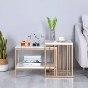 | طاولة جانبية مزدوجة متداخلة بتصميم حديث