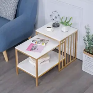 | طاولة جانبية مزدوجة متداخلة بتصميم حديث