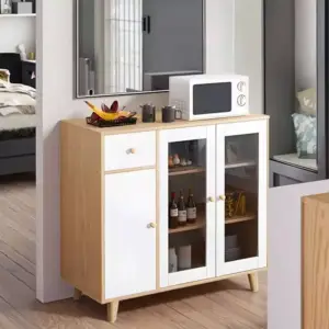 دولاب تخزين بتصميم مميز – واجهة فاخرة وأرفف داخلية متعددة – مثالي لغرف الطعام والبوفيه – تشطيب عصري