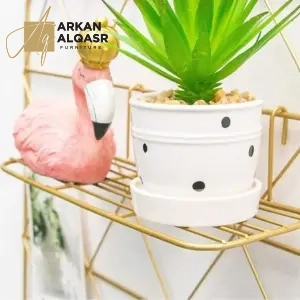 | ديكور رف معلق ذهبي بهيكل معدني