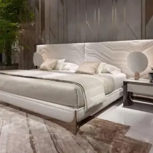 سرير مزدوج كبير اللوح الأمامي عالي الجودة مضاء