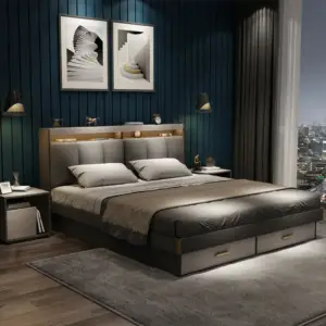 سرير بتصميم حديث مع كمودينه 2 سرير بتصميم حديث مع كمودينه