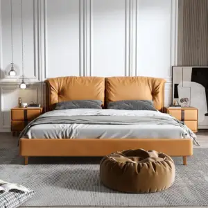 سرير مودرن فخم جلد طبيعي