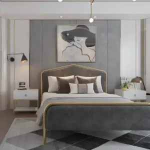 سرير معدني مبطن