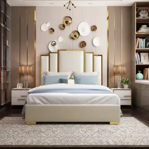 | سرير فاخر بتصميم حديث وجلد ناعم