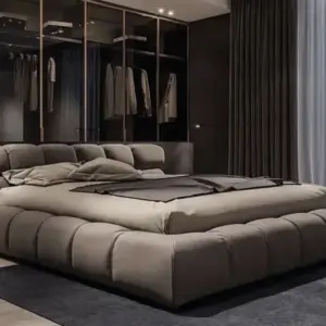 سرير مزدوج كبير اللوح الأمامي عالي الجودة مضاء