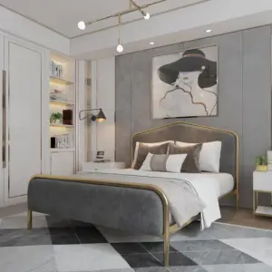 سرير معدني مبطن