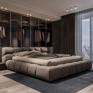 سرير مزدوج كبير اللوح الأمامي عالي الجودة مضاء