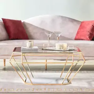 طاولة قهوة بسطح زجاجي بتصميم سداسي 7 طاولة قهوة بسطح زجاجي بتصميم سداسي