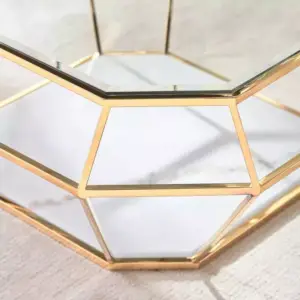 طاولة قهوة بسطح زجاجي بتصميم سداسي 10 طاولة قهوة بسطح زجاجي بتصميم سداسي