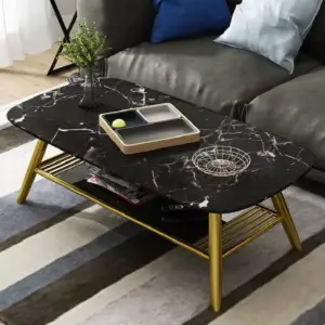 طاولة قهوة رخامية بقاعدة ستيل مودرن