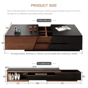 طاولة قهوة وتلفاز متعددة مساحات التخزين 7 طاولة قهوة وتلفاز متعددة مساحات التخزين