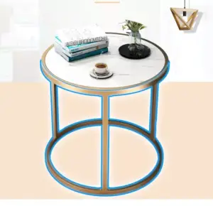 | طاولة معدن بسطح رخامي تصميم مودرن