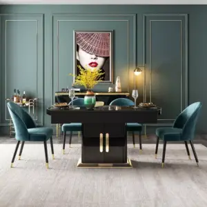 طاولة فاخره مع كراسي وبتقنية تسخين الطعام
