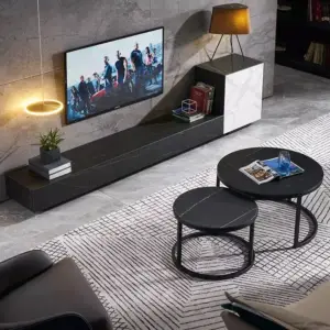 طقم طاولة تلفاز مع طاولة قهوة بتصميم ايطالي فخم 10 طقم طاولة تلفاز مع طاولة قهوة بتصميم ايطالي فخم