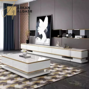 طقم طاولة تلفاز مع قهوة بتصميم ايطالي كلاسيكي