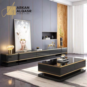 طقم طاولة تلفاز مع قهوة بتصميم ايطالي كلاسيكي