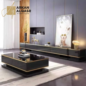 طقم طاولة تلفاز مع قهوة بتصميم ايطالي كلاسيكي