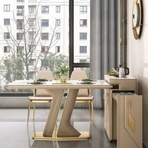 طاولة طعام فاخرة مع بوفيه