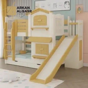 سرير دورين للأطفال بتصميم متعدد الاستخدامات – خشب هندسي – سلال تخزين وسرير إضافي – ضمان سنتين 8 سرير-دورين