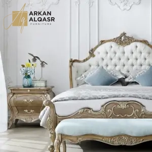 سرير نوم نيو كلاسيك مع كمودينة