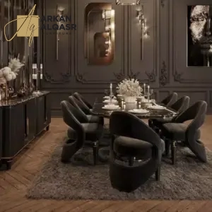 طاولة طعام مع كراسي بتصميم ملكي 2 طاولة طعام مع كراسي بتصميم ملكي