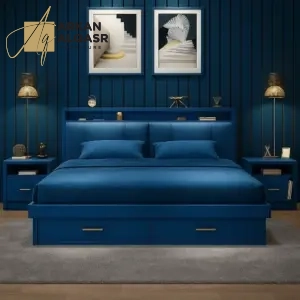 سرير بتصميم حديث مع كمودينه 7 سرير بتصميم حديث مع كمودينه