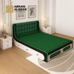 سرير هيدروليكي – تخزين سفلي ذكي – تنجيد فاخر – تصميم مريح بآلية رفع سلسة