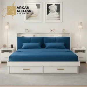 سرير بتصميم حديث مع كمودينه 6 سرير بتصميم حديث مع كمودينه